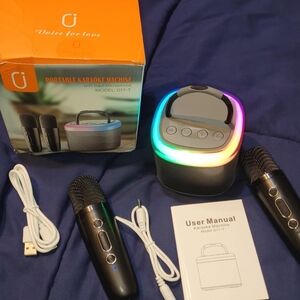 D17-T Bluetooth Karaoke Machine/Speaker/Mini PA System w/ 2 Mics & Accessories